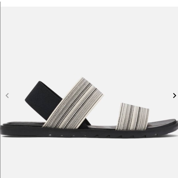 Sorel | Black Stripe Ella II Two Strap Stretchy Sandal - Picture 1 of 6